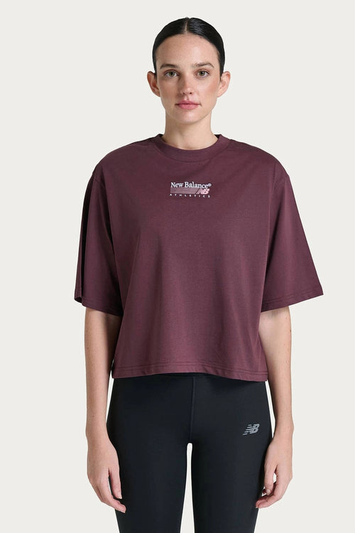 New Balance Lifestyle Kadın Tişört - Bordo