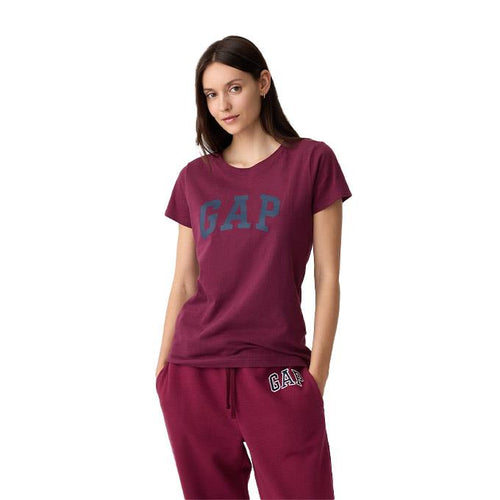 GAP V-SS Logo Classic Kadın T-Shirt - Bordo