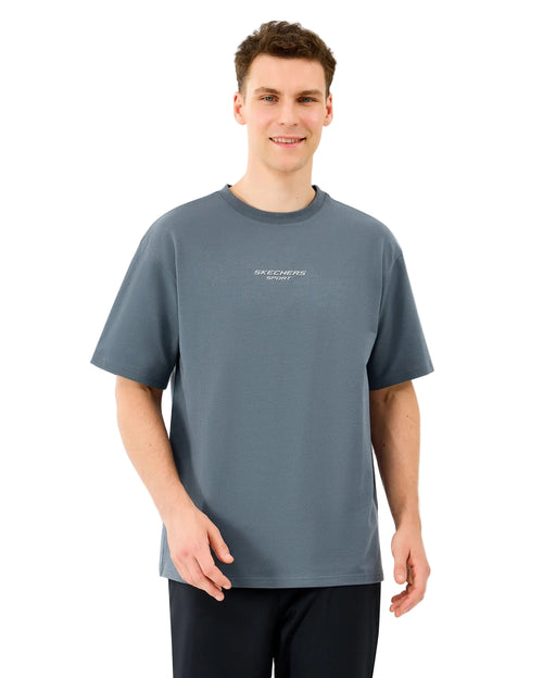 Skechers Graphic Tee Reflect Logo Oversize Erkek T-Shirt - Gri