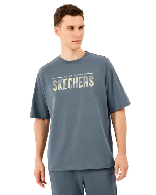 Skechers Heavy Fabric Erkek T-Shirt - Gri