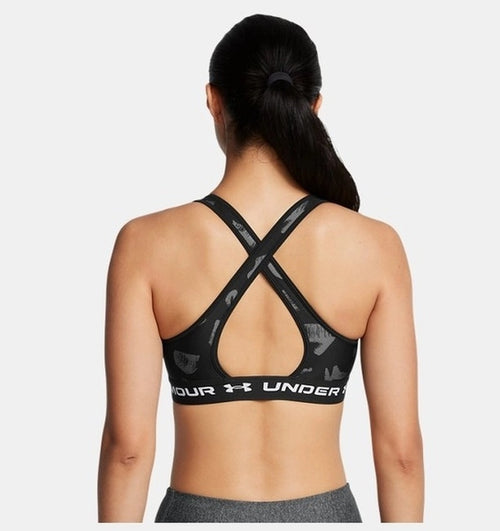 Under Armour Crossback Mid Print Kadın Bra - Siyah