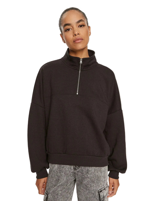 Vans Elevated Double Knit Loose Mock Neck Kadın Sweatshirt - Siyah