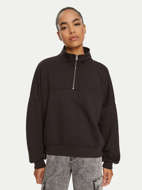 Vans Elevated Double Knit Loose Mock Neck Kadın Sweatshirt - Siyah