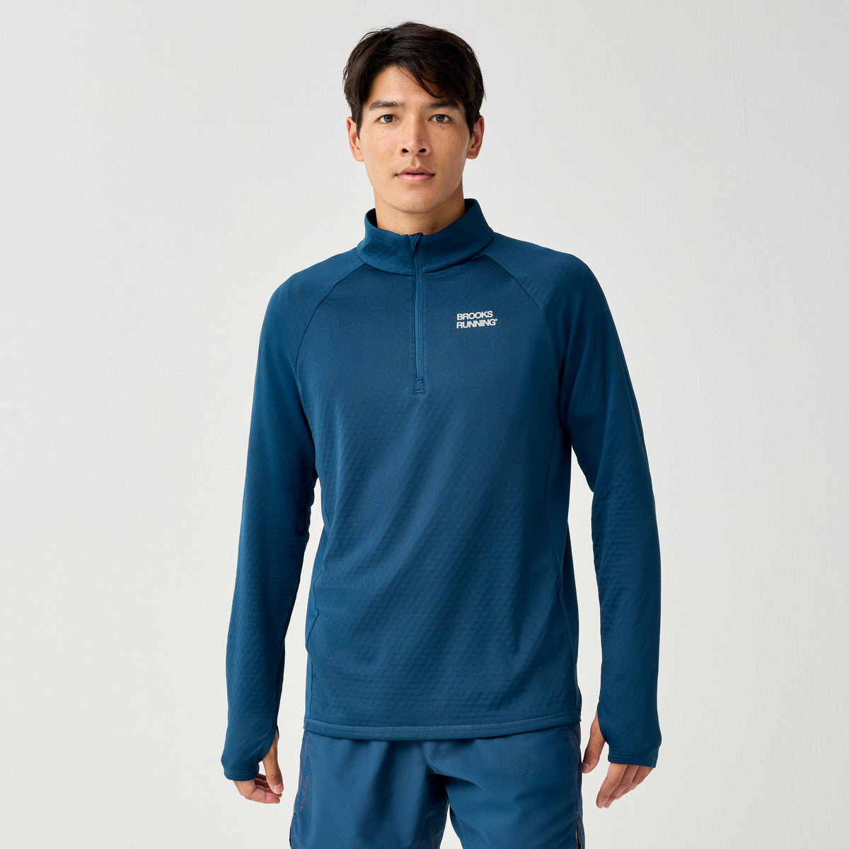 Brooks Thermal Reflective 1/2 Zip Erkek Sweatshirt - Mavi