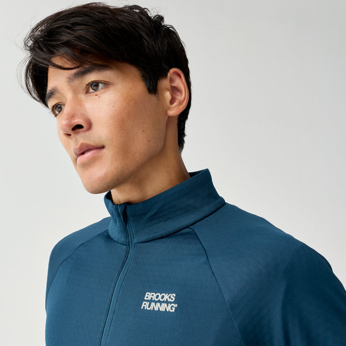 Brooks Thermal Reflective 1/2 Zip Erkek Sweatshirt - Mavi