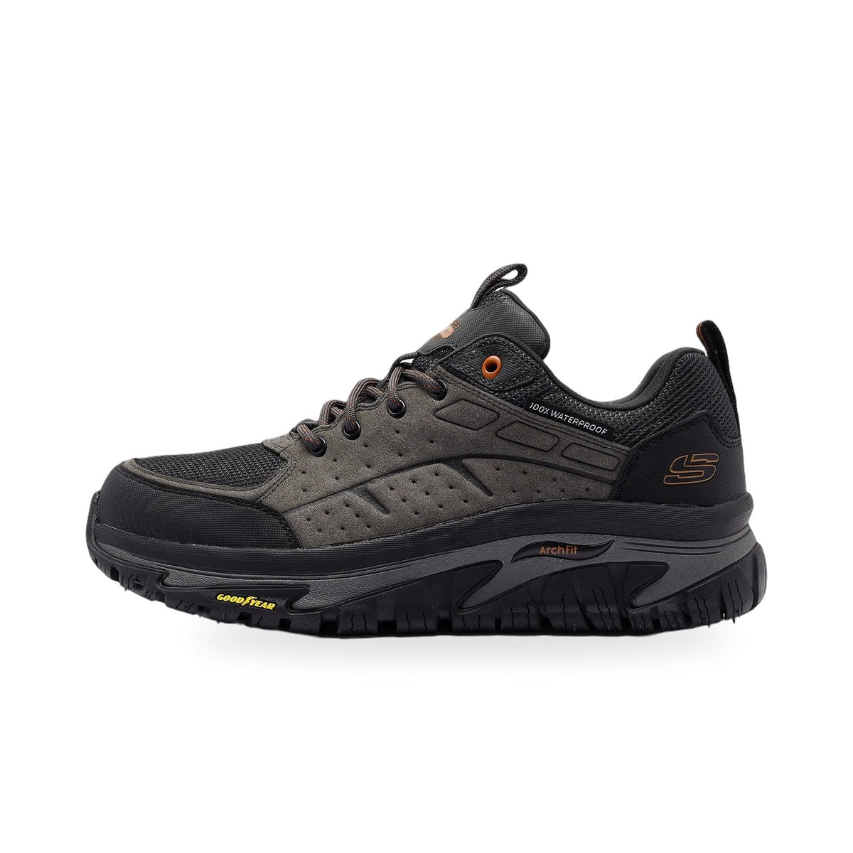 Skechers Arch Fit Road Walker Waterproof Erkek Trail Ayakkabısı - Gri-Siyah