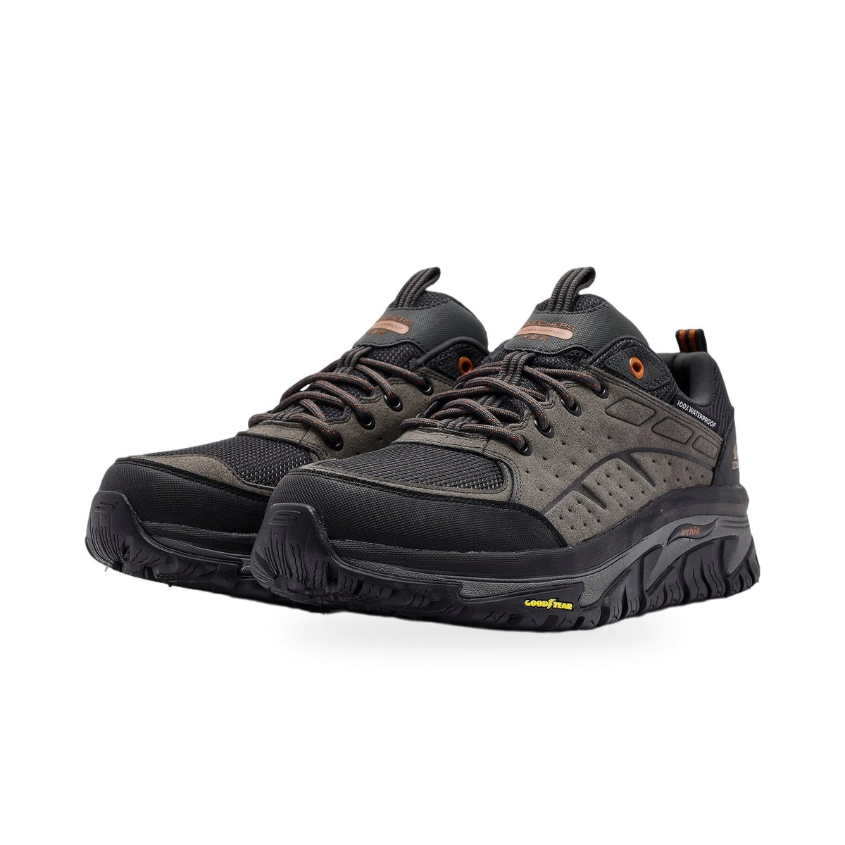 Skechers Arch Fit Road Walker Waterproof Erkek Trail Ayakkabısı - Gri-Siyah