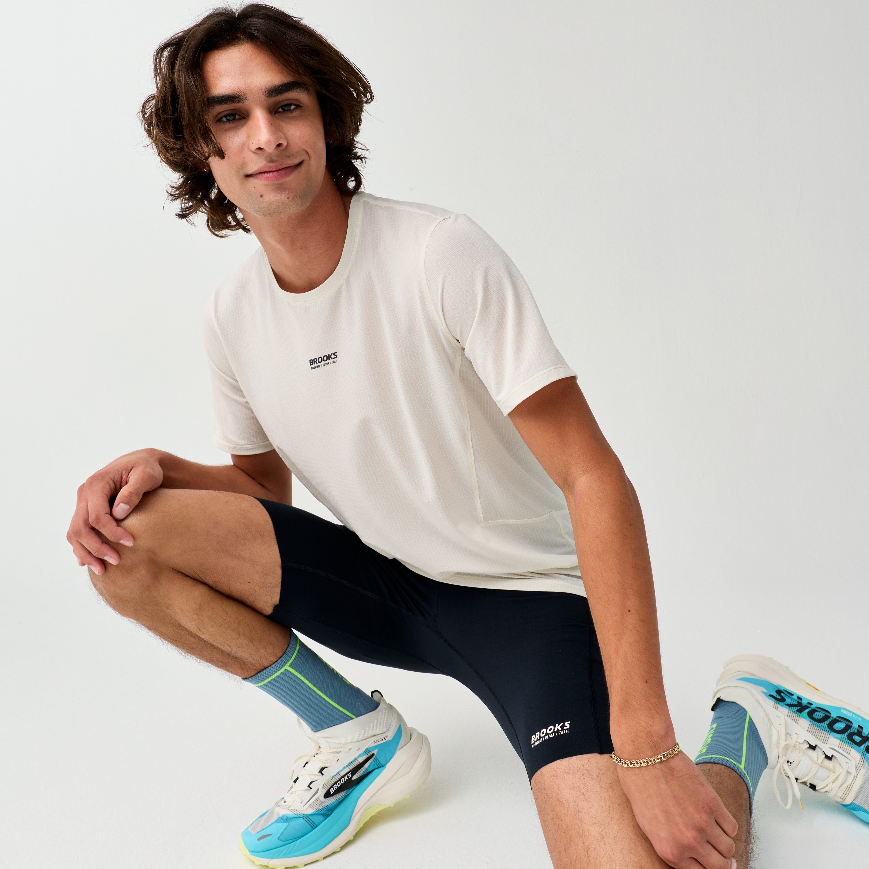 Brooks High Point Short Sleeve 2.0 Erkek Tişört - Krem