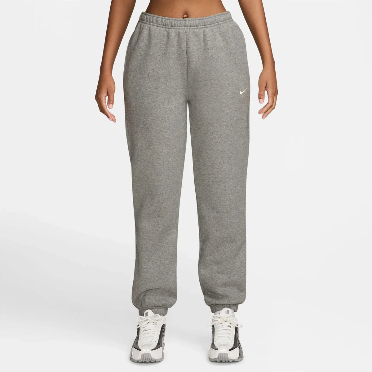 Nike Studio Fleece Mid-Rise Cuffed Kadın Eşofman Alt - Gri