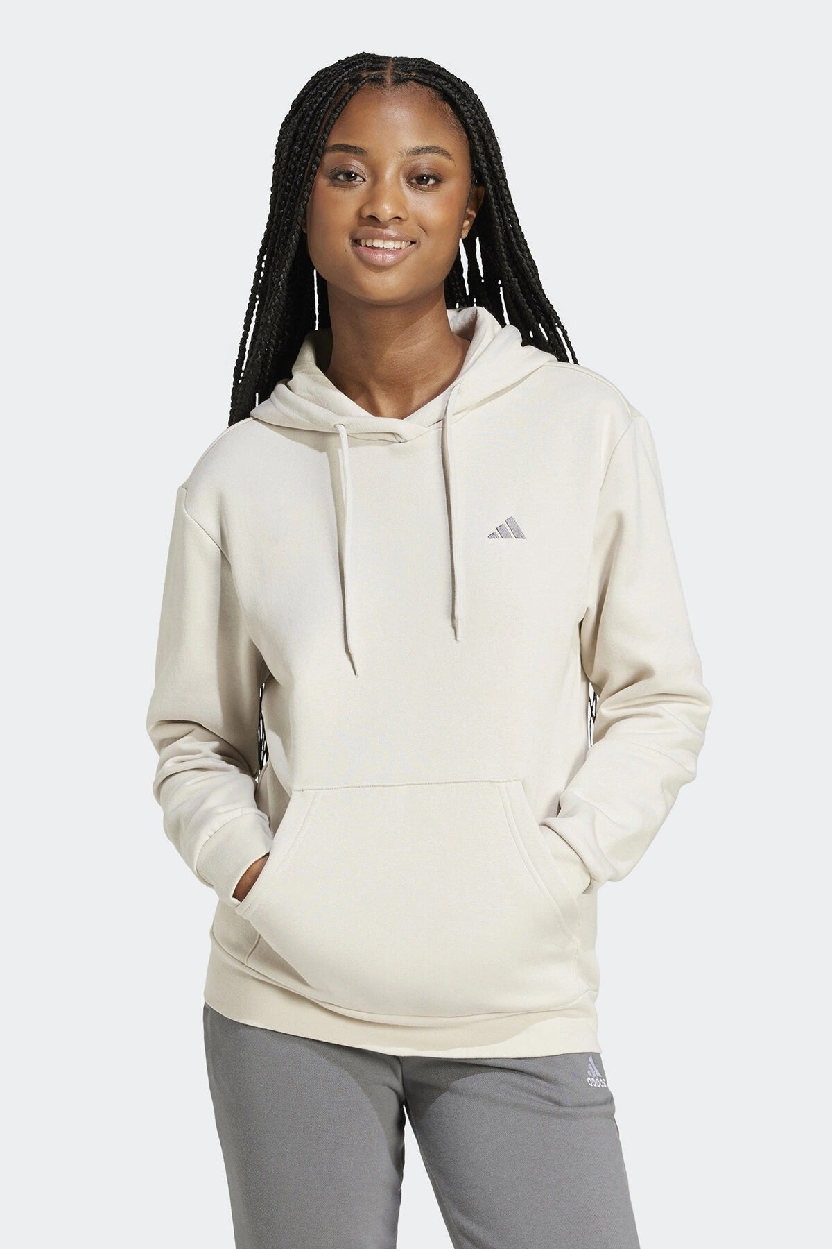 adidas Super Light FC Hoodie Kadın Sweat - Kırık Beyaz