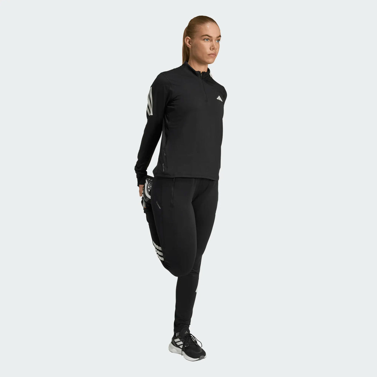 adidas adi365 Iconic Running 1/2 Zip Kadın Sweatshirt - Siyah
