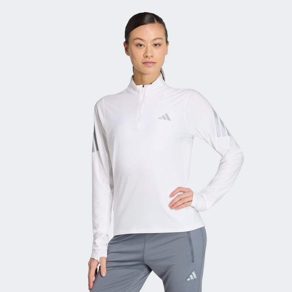 adidas adi365 Iconic Runnig 1/2 Zip Kadın Sweatshirt - Beyaz