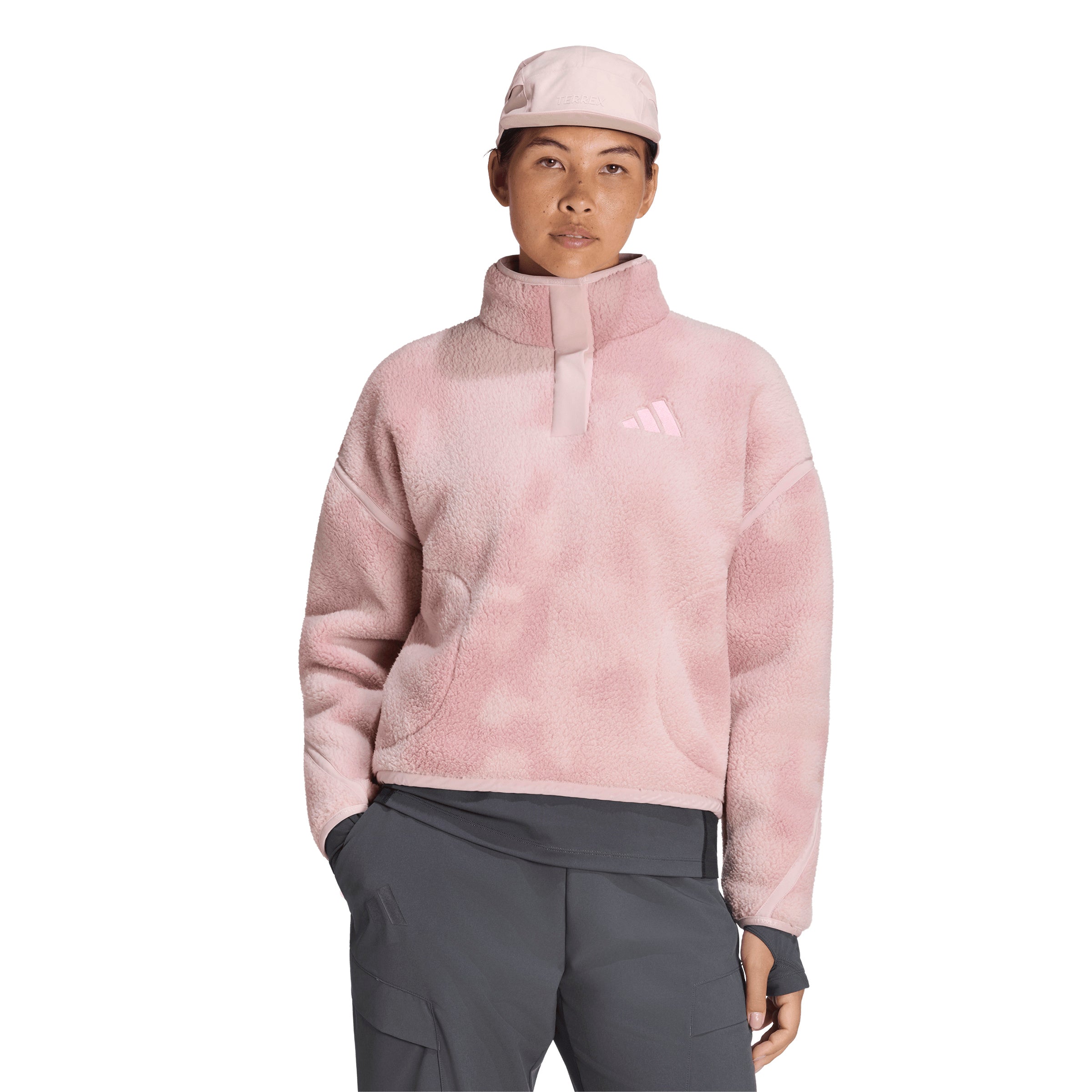 adidas Terrex Multi High Pile Fleece Pullover Kadın Sweatshirt - Pembe-Mor