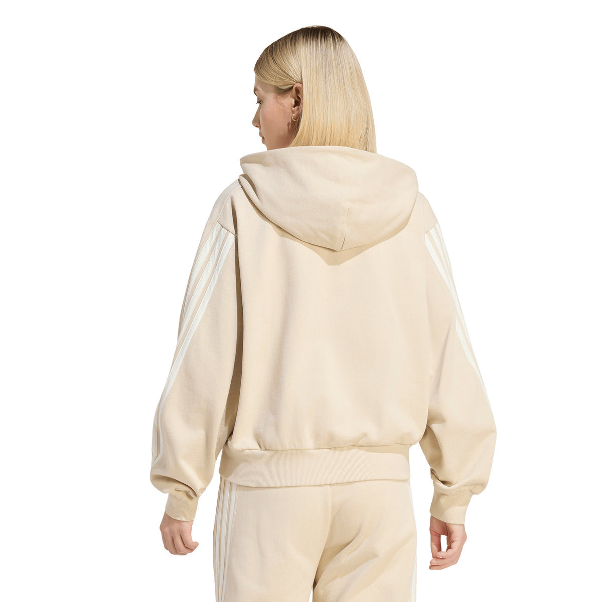 adidas KIT 3-Stripes Full Zip Kadın Sweatshirt - Bej