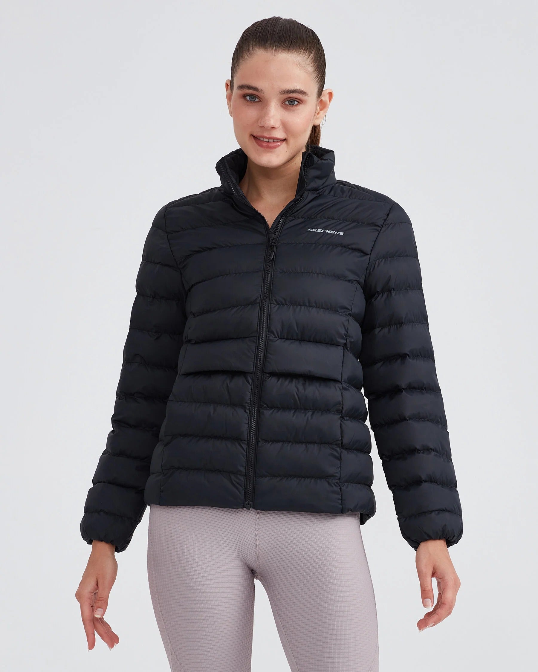 Skechers Outerwear Pop Up Detailed Padded Kadın Mont - Siyah