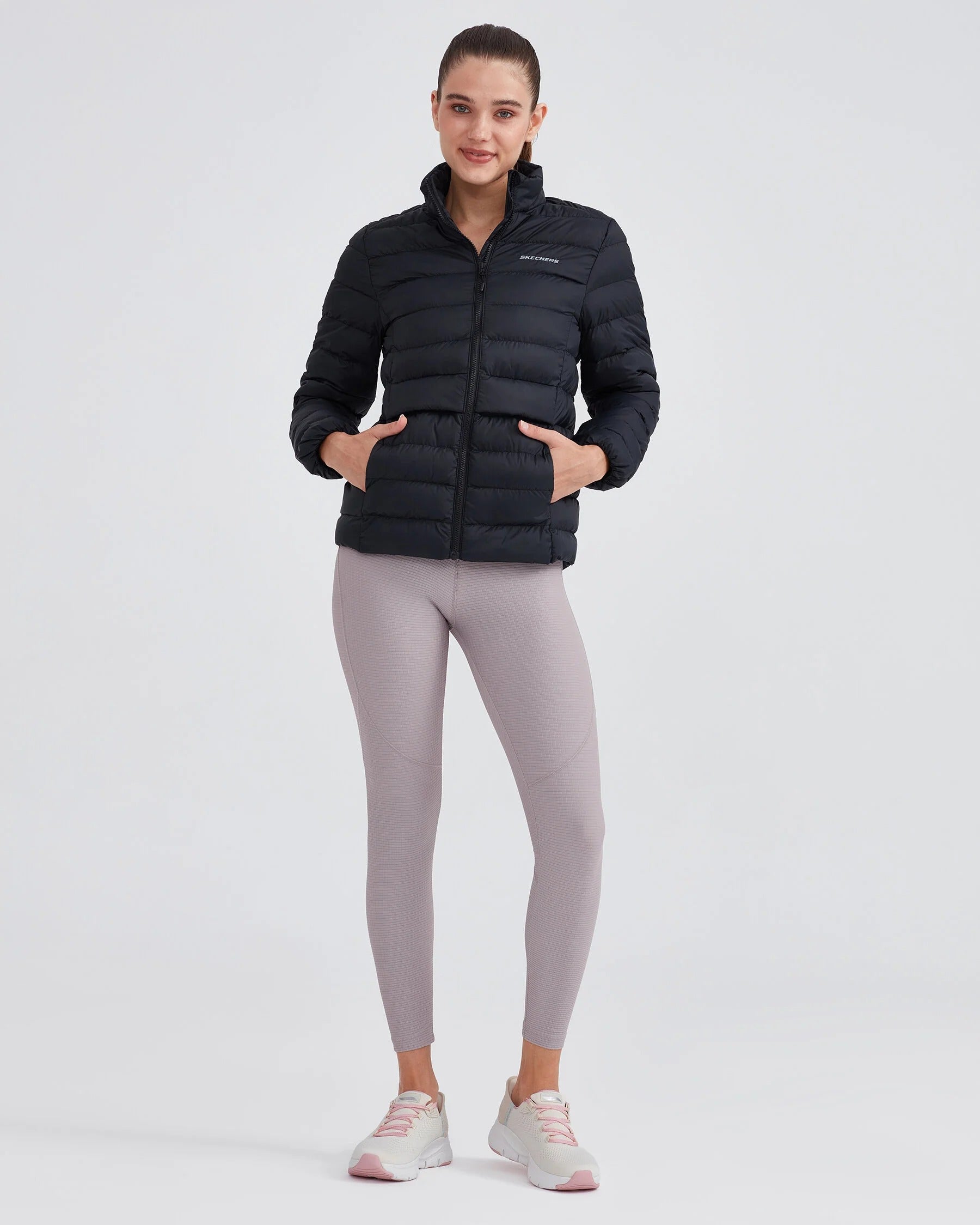 Skechers Outerwear Pop Up Detailed Padded Kadın Mont - Siyah