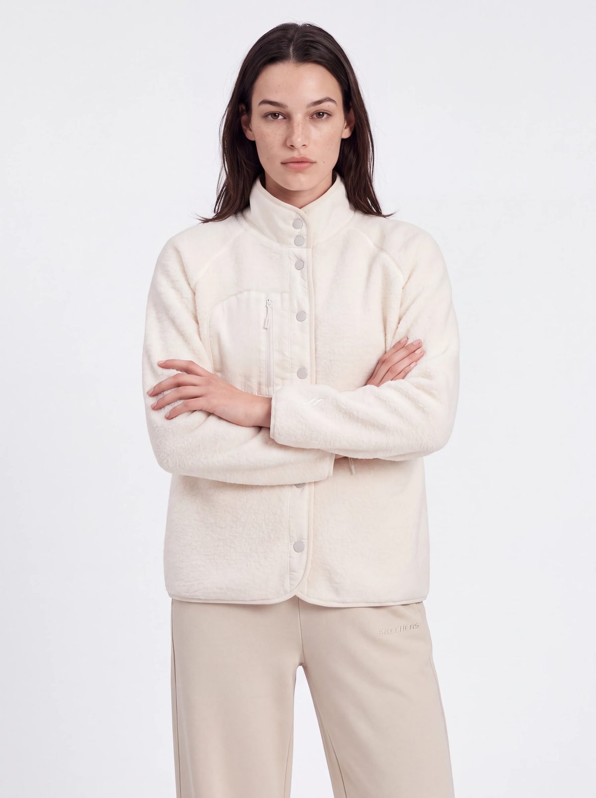 Skechers Sherpa Fusion Pull Over Kadın Ceket - Krem