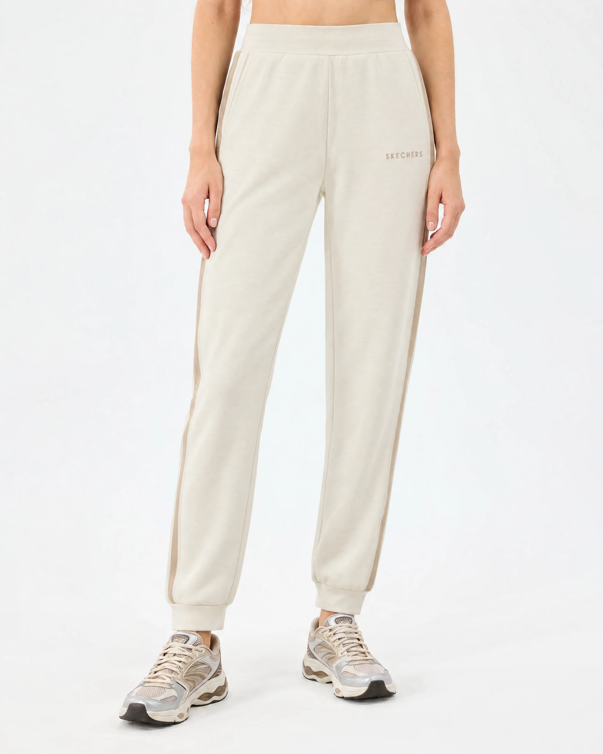 Skechers LW Fleece Jogger Kadın Eşofman Alt - Beyaz