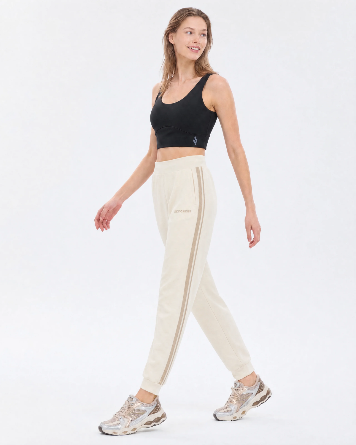 Skechers LW Fleece Jogger Kadın Eşofman Alt - Beyaz