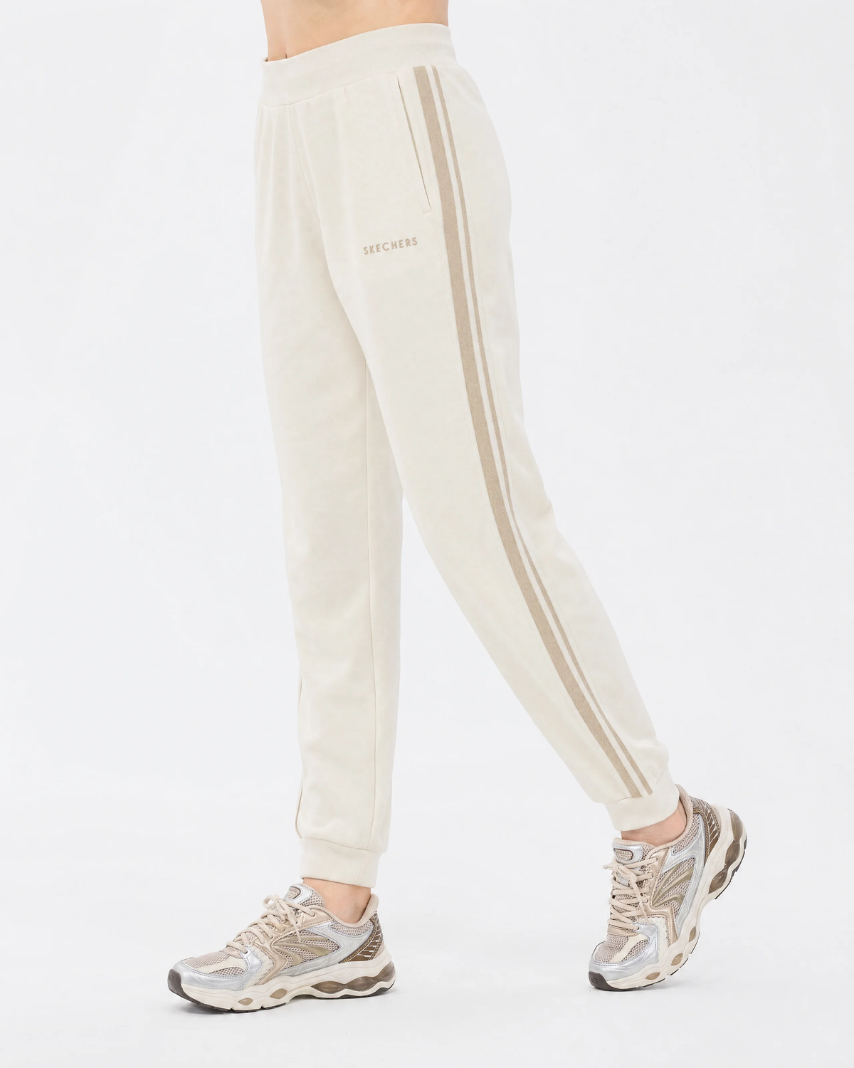 Skechers LW Fleece Jogger Kadın Eşofman Alt - Beyaz