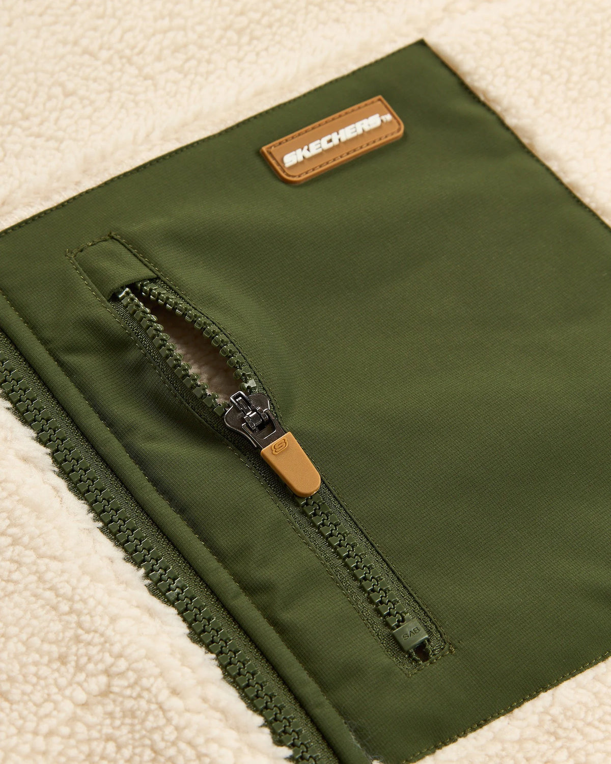 Skechers Sherpa Contrast Full Zip Erkek Ceket - Bej-Yeşil