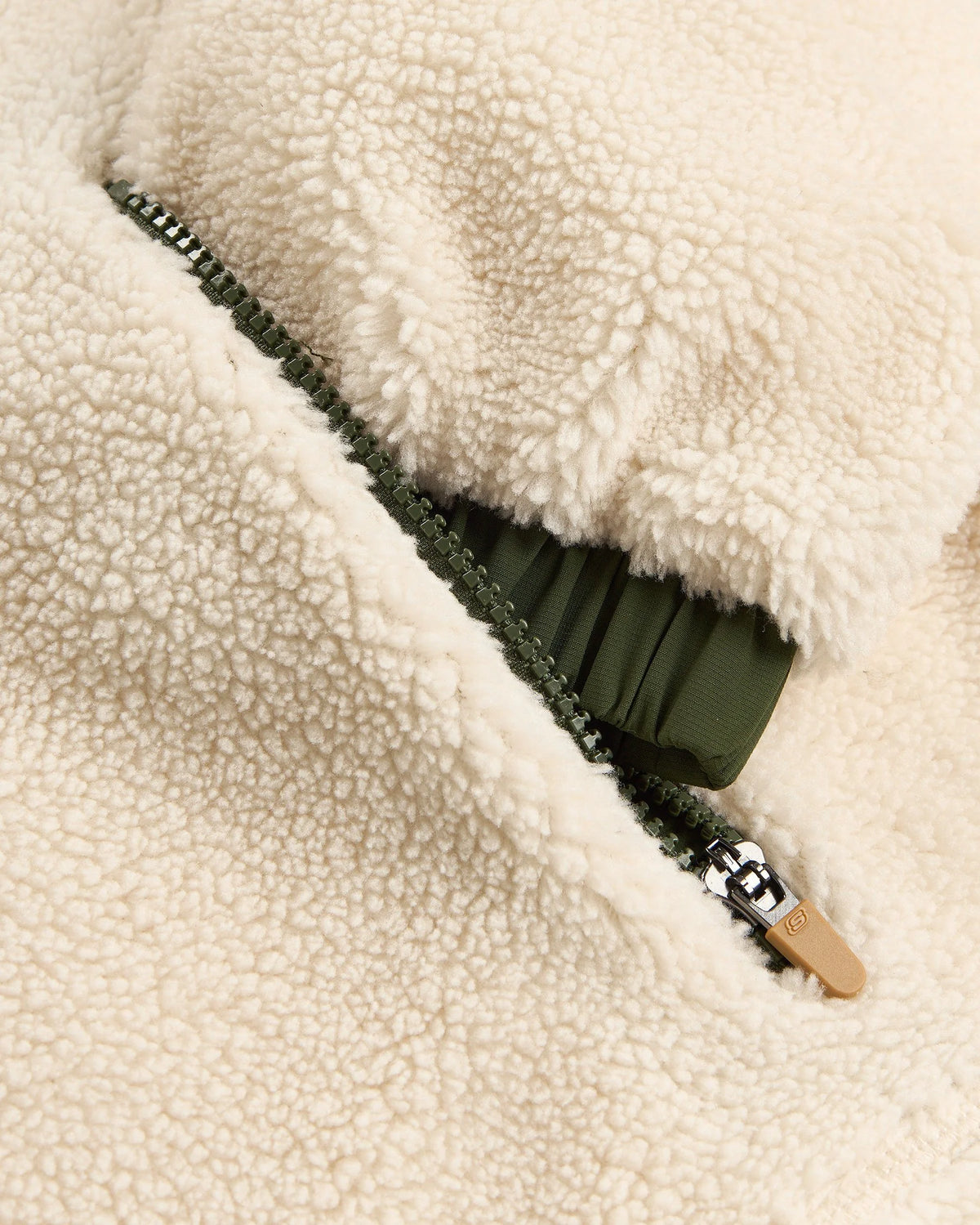 Skechers Sherpa Contrast Full Zip Erkek Ceket - Bej-Yeşil