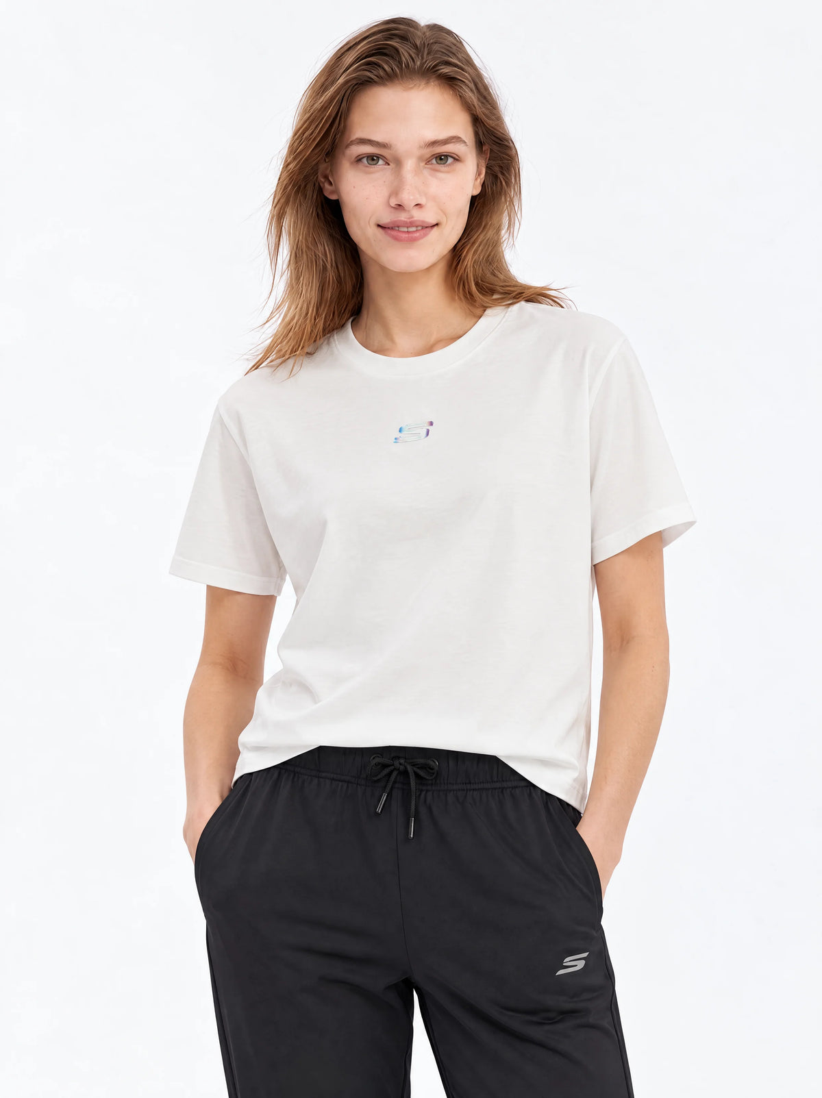 Skechers Short Sleeve Graphic Kadın Tişört - Beyaz