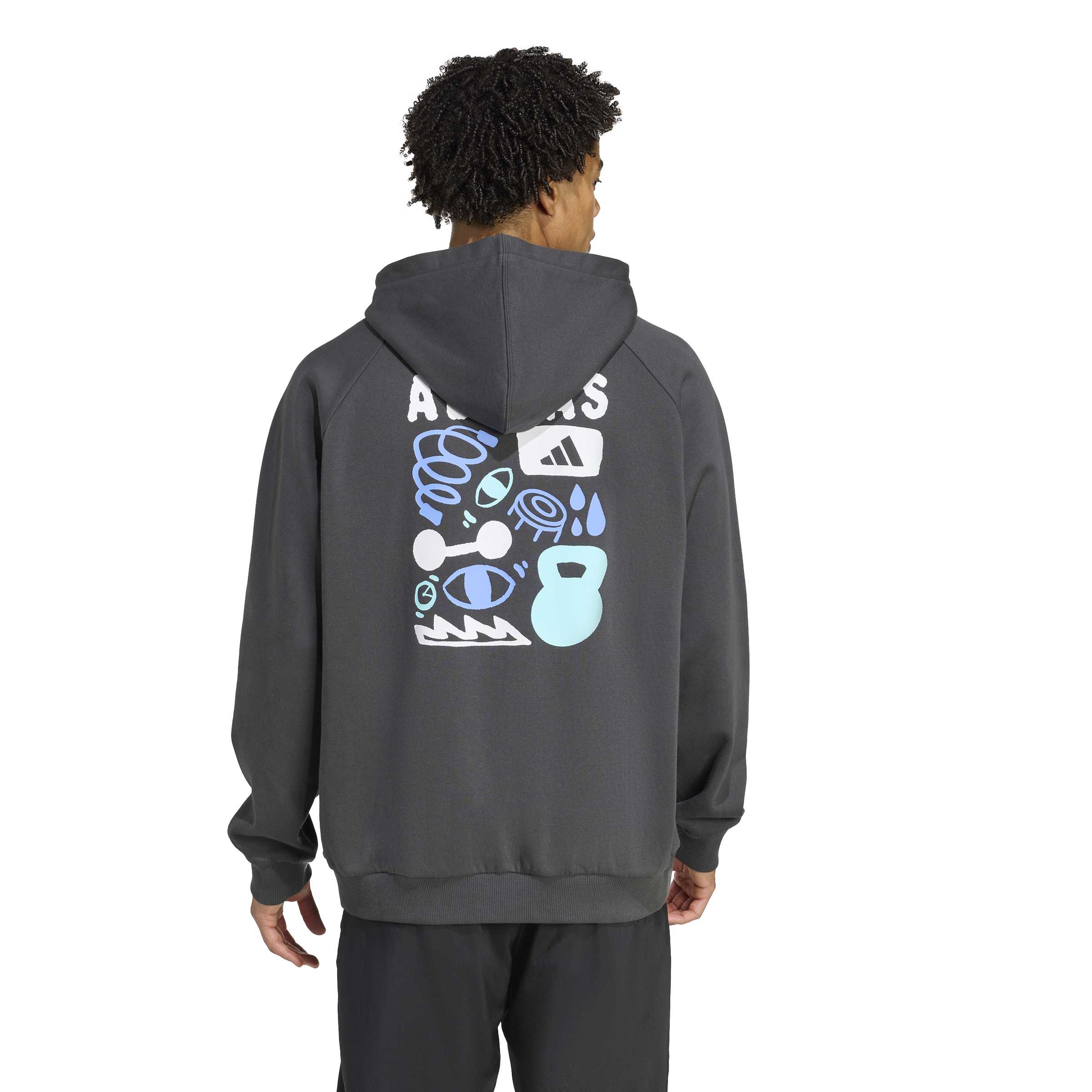 adidas Graphic Hoodie Erkek Sweat - Antrasit - görsel 4