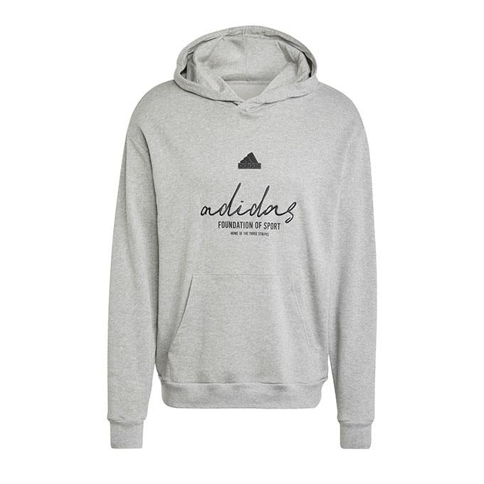 adidas Bl Ft Hd Q3 Erkek Medium Grey Heather Sweatshirt