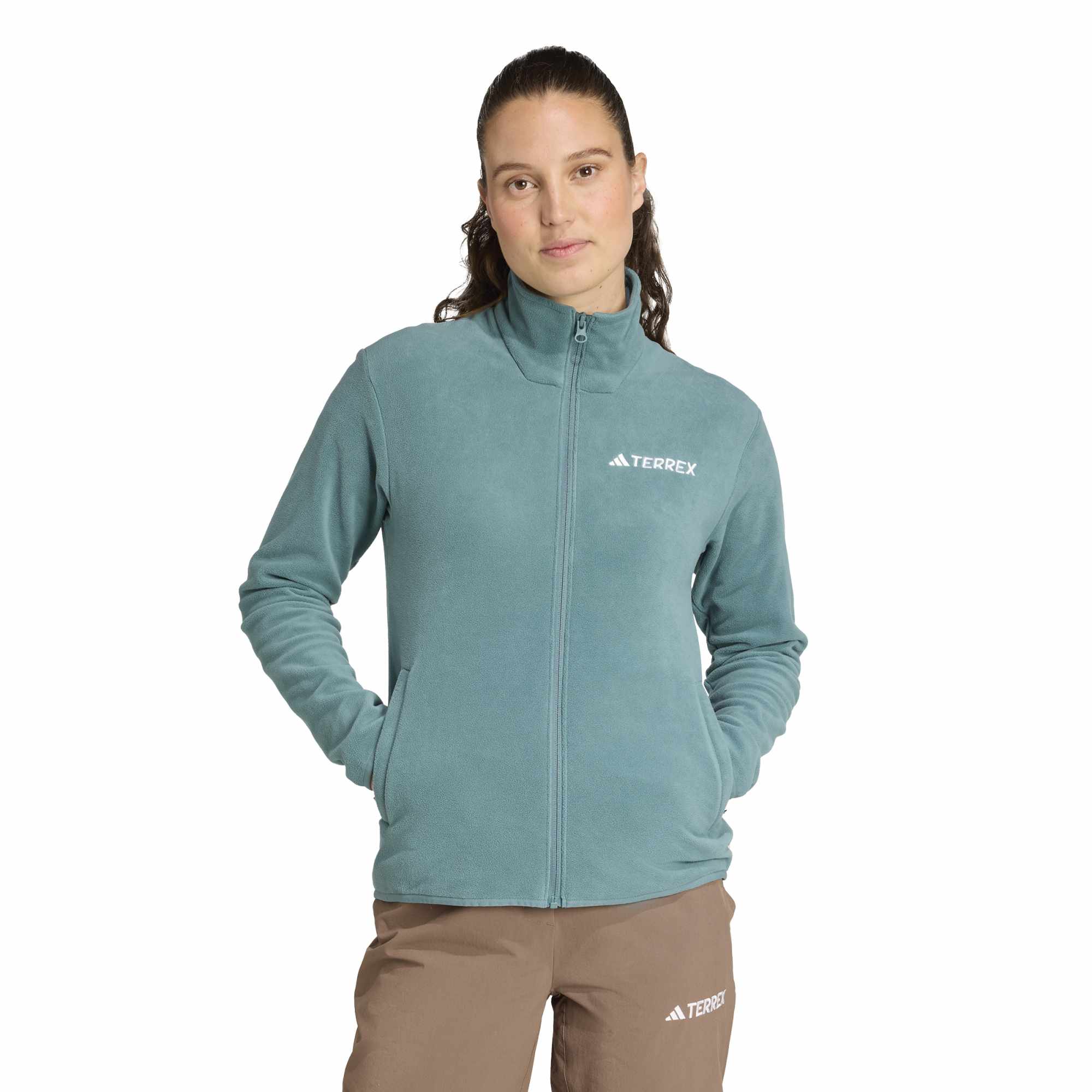 adidas Multi Essentials Full Zip Fleece Kadın Polar - Yeşil