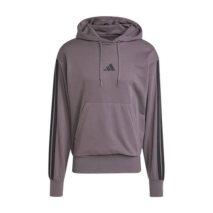 adidas 3 Stripes FT Hoodie Gri Erkek Sweatshirt