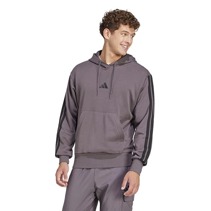 adidas 3 Stripes FT Hoodie Gri Erkek Sweatshirt