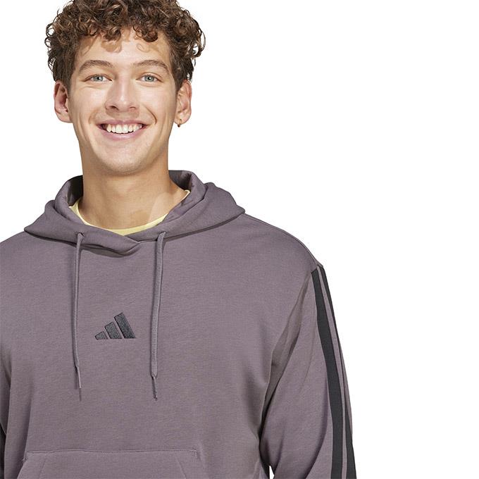 adidas 3 Stripes FT Hoodie Gri Erkek Sweatshirt