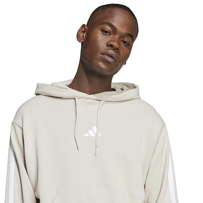 adidas 3 Stripes FT Hoodie Bej Erkek Sweatshirt
