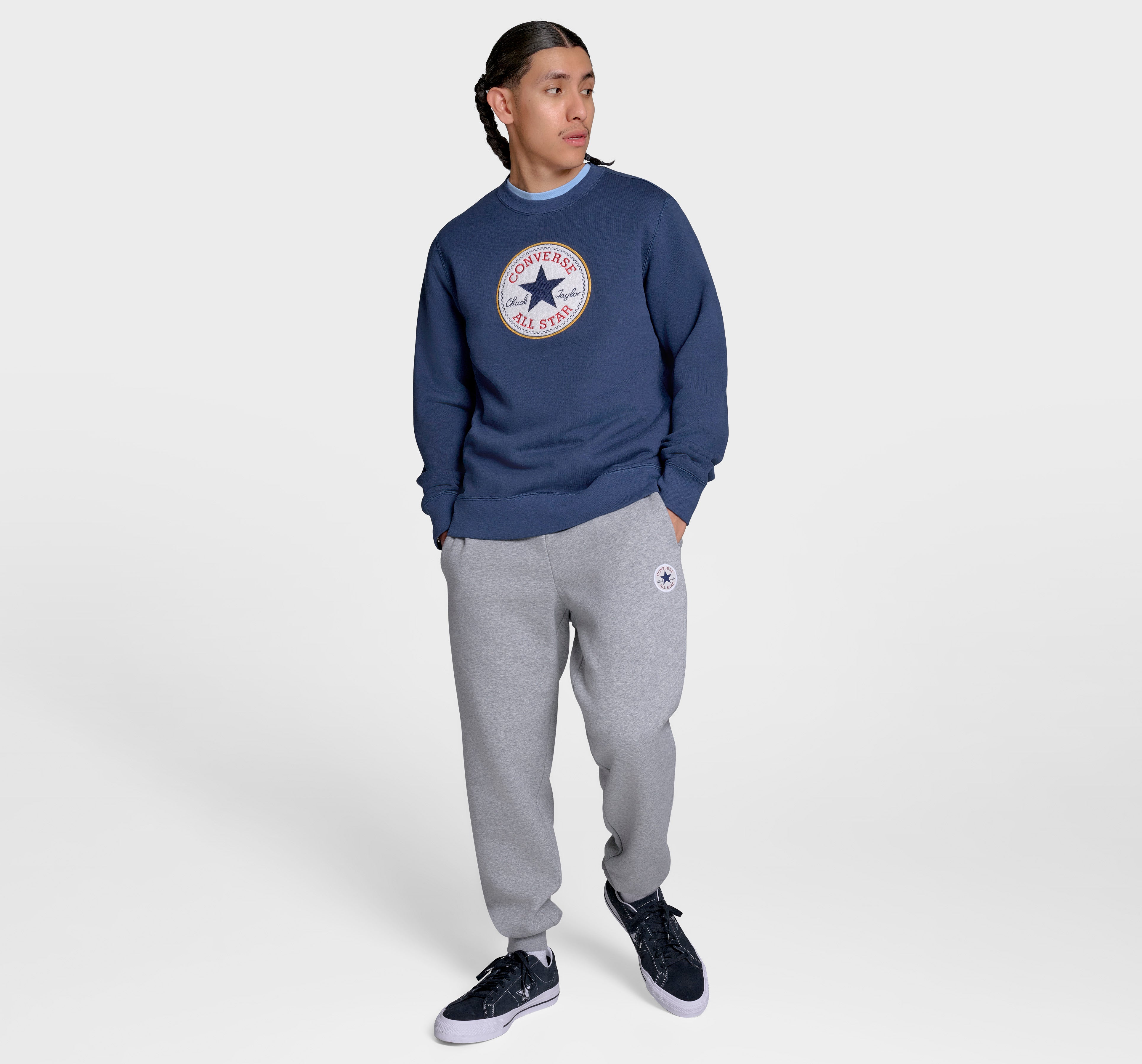 Converse Chenille Patch Heritage Erkek Sweatshirt - Lacivert