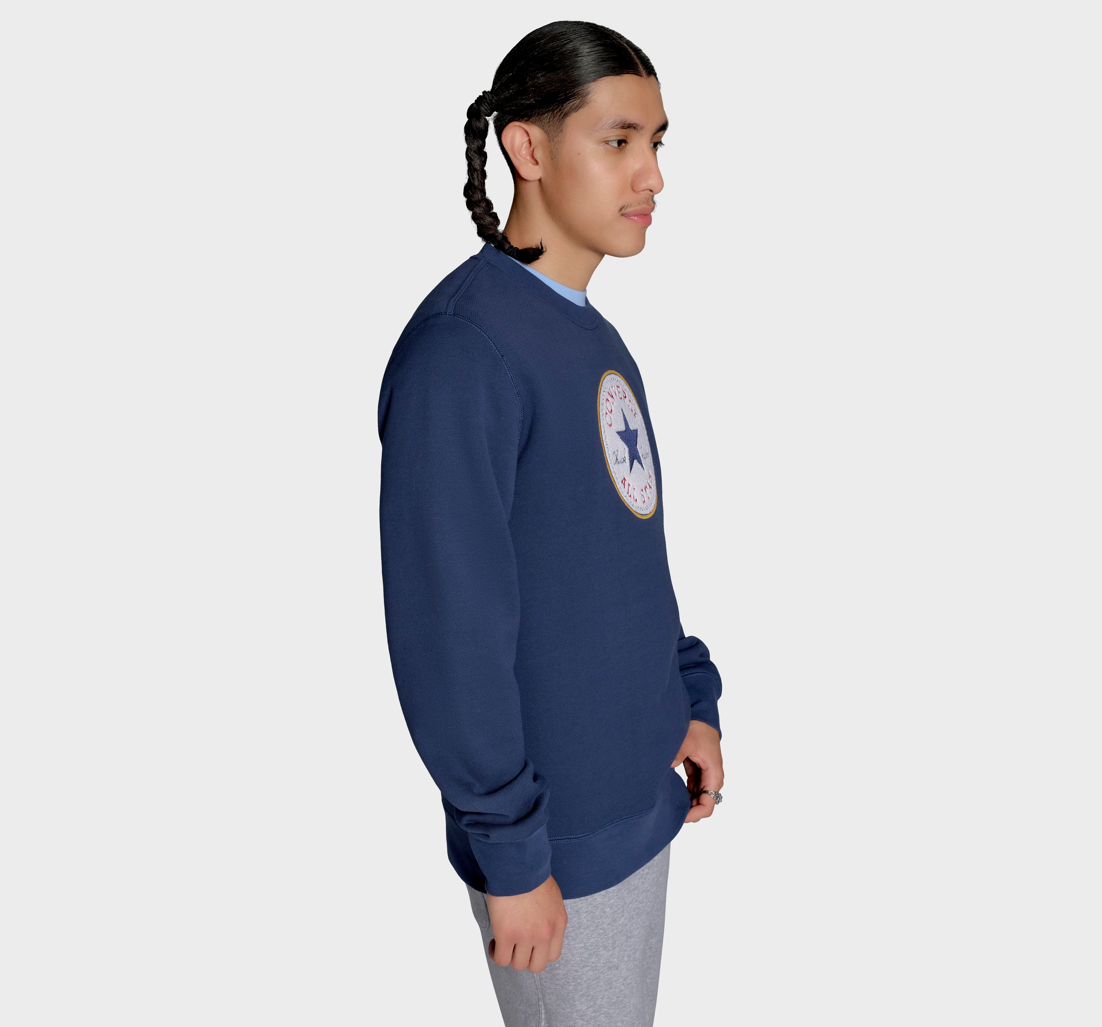 Converse Chenille Patch Heritage Erkek Sweatshirt - Lacivert