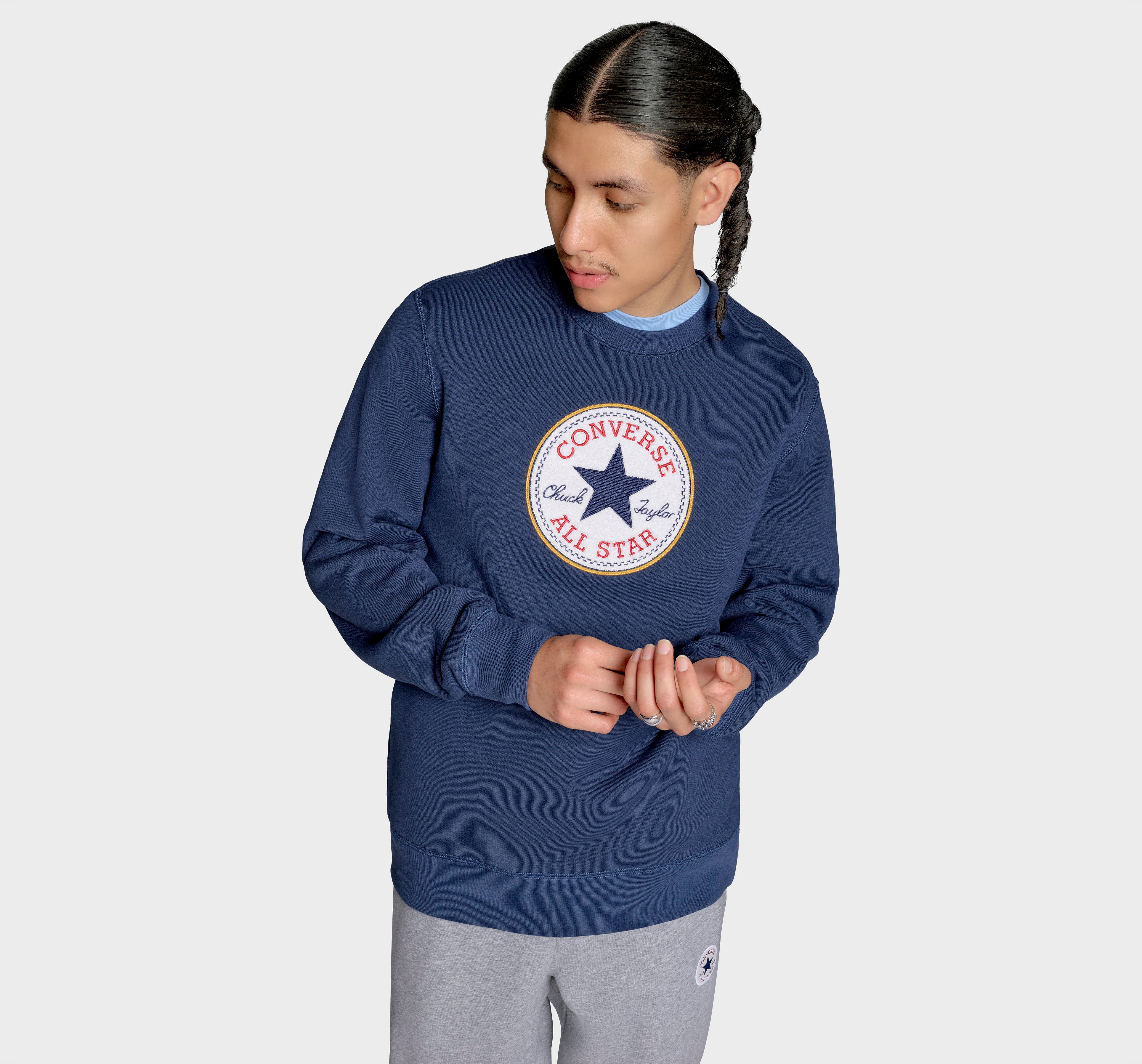Converse Chenille Patch Heritage Erkek Sweatshirt - Lacivert