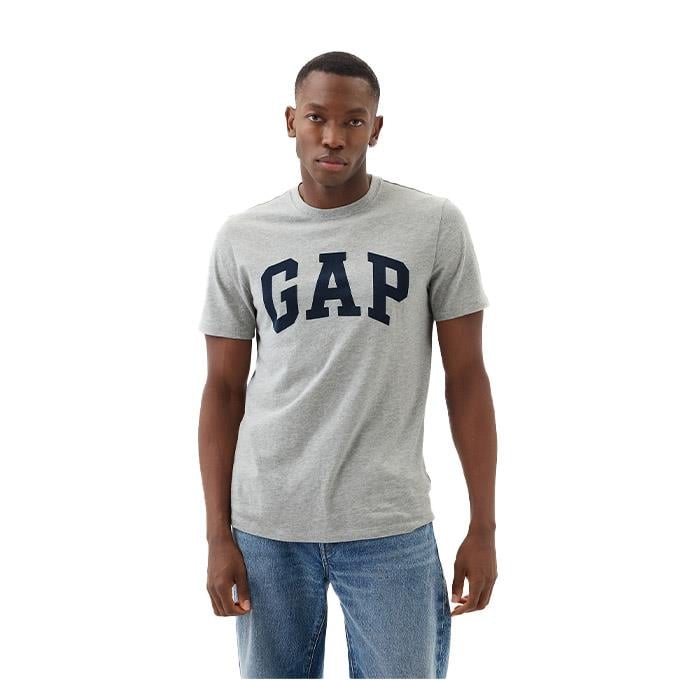 GAP V-Everyday Soft Basic Logo Gri Erkek T-Shirt
