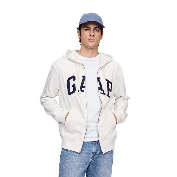GAP V-Frch Heritage Logo Full Zip Gri Erkek Sweatshirt