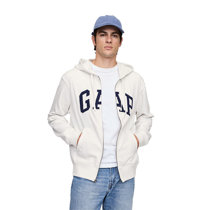 GAP V-Frch Heritage Logo Full Zip Gri Erkek Sweatshirt