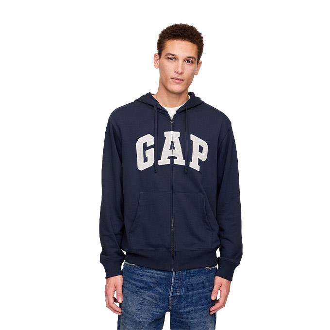 GAP V-Frch Heritage Logo Full Zip Mavi Erkek Sweatshirt
