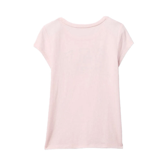 GAP V-HS SS Logo Kız Çocuk T-Shirt - Pembe