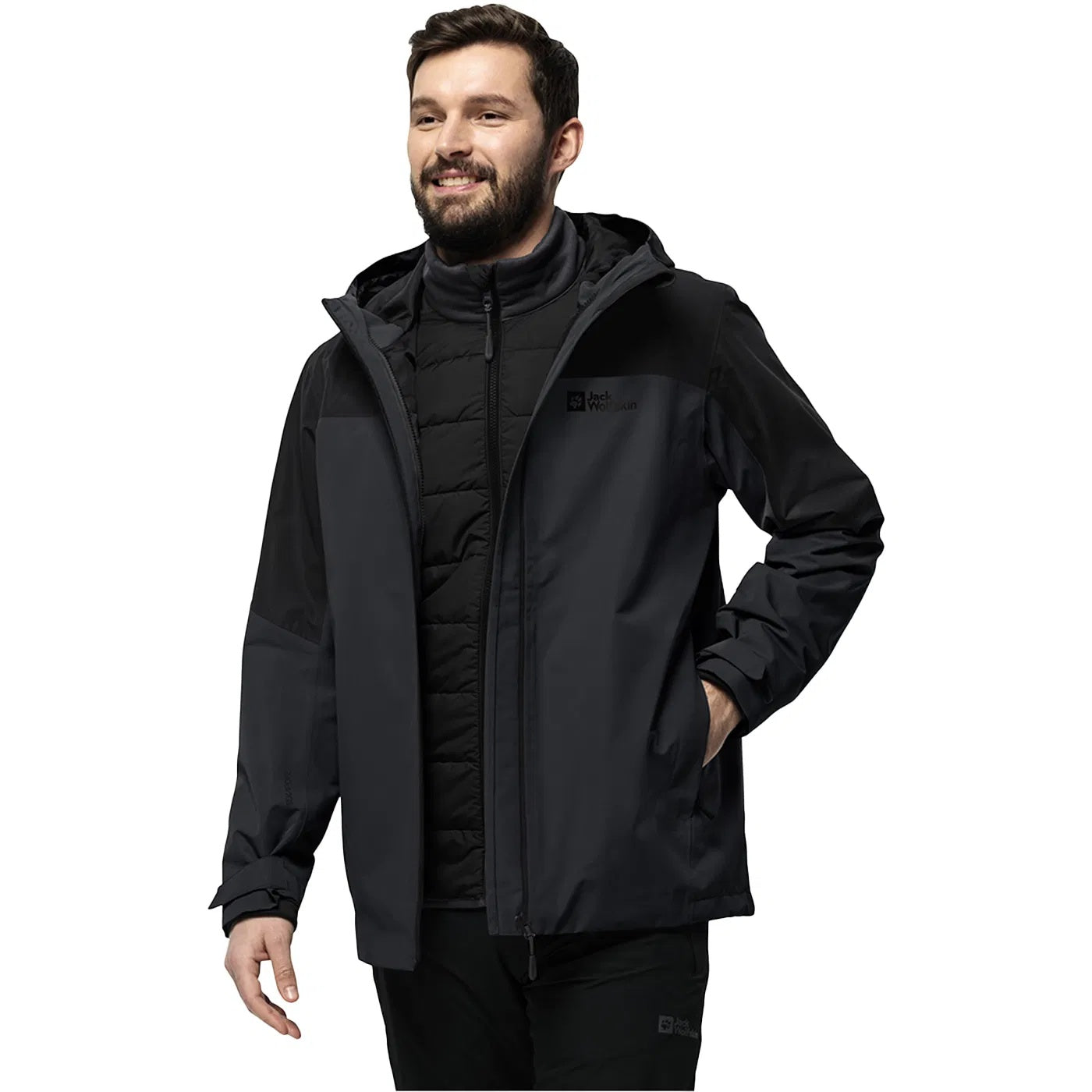 Jack Wolfskin Glaabach 3In1 Erkek Mont - Siyah - görsel 5