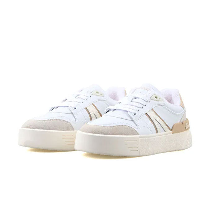 Lacoste L002 Evo Kadın Beyaz-Açık Kahverengi Sneaker