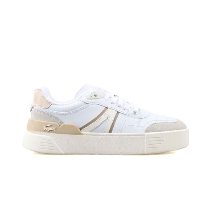 Lacoste L002 Evo Kadın Beyaz-Açık Kahverengi Sneaker