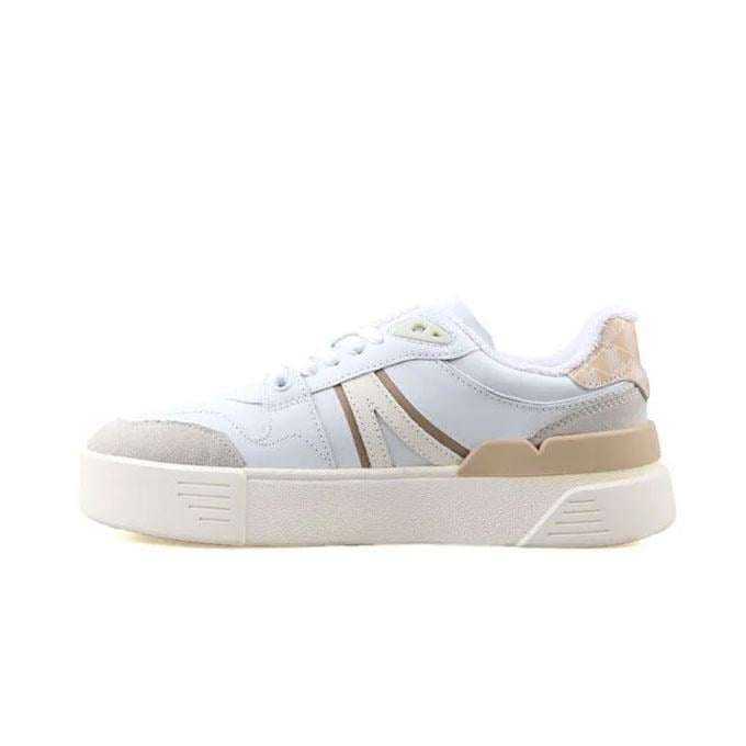 Lacoste L002 Evo Kadın Beyaz-Açık Kahverengi Sneaker