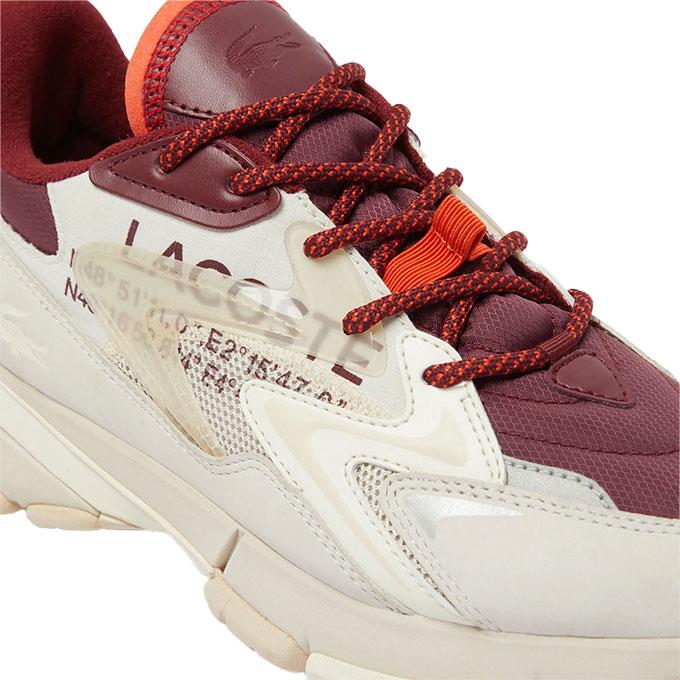 Lacoste L003 Neo Tech Erkek Kırık Beyaz-Bordo Sneaker