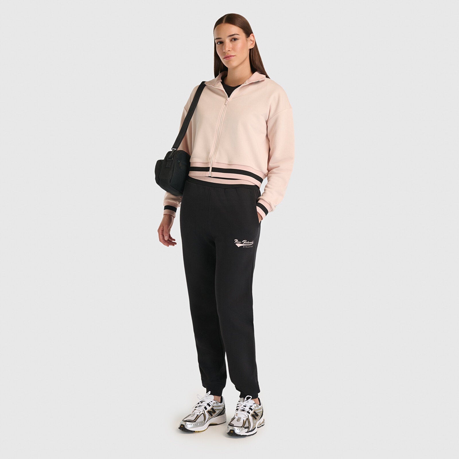 New Balance Full Zip Kadın Sweat - Pudra