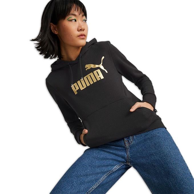 Puma Ess+ Metallic Logo Kadın Siyah Sweatshirt