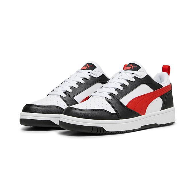 Puma Rebound V6 Low Çocuk - Unisex Puma White-For All Time Red-Puma Black Sneaker